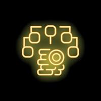 Neon style icon representing data warehousing concept on black background vector