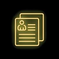 Neon icon of curriculum vitae representing job application process vector