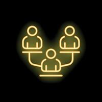 Neon icon of business people collaborating and connecting vector