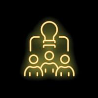 Neon icon of corporate teamwork leading to bright idea and success vector