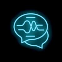 Neon icon of voice message being sent through chat app vector