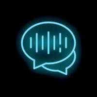 Neon blue chat bubble is showing a voice message being sent vector