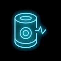 Neon icon of portable bluetooth speaker playing music vector