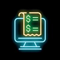 Neon sign representing online payment on computer screen vector