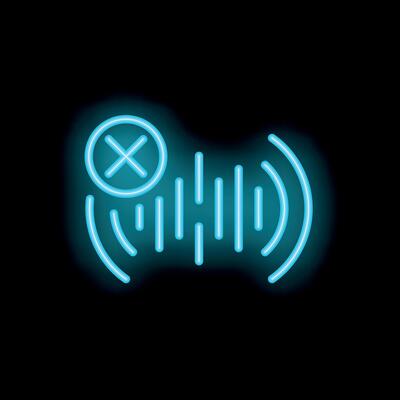 Neon icon of wifi signal showing no internet connection