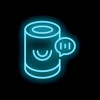 Neon smart speaker voice assistant giving response on black background vector
