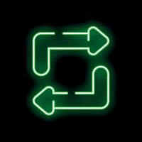 Neon green refresh update icon looping arrows sign vector