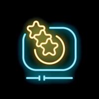Neon icon of customer loyalty program with stars displaying increasing satisfaction levels vector