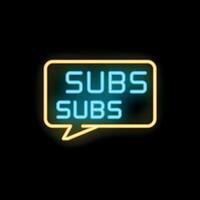 Neon sign with doubled subs in speech bubble on black background vector