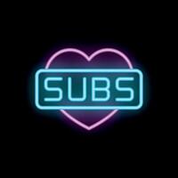 Neon sign showing word subs inside a heart shape vector