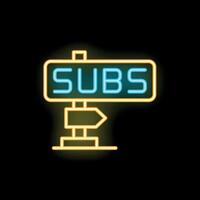 Neon sign showing the way to get more subscribers vector