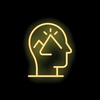 Neon head with mountains inside symbolizing big ideas vector