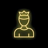 Neon yellow king icon representing power and leadership vector