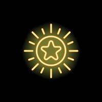 Bright neon sun shining with star inside vector