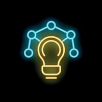 Neon lightbulb representing idea generation process vector