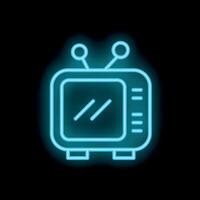 Neon sign representing a television set displaying static vector