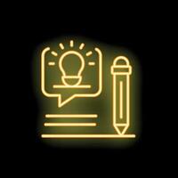 Neon style icon showing a pencil writing down an idea vector
