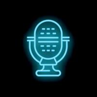 Neon microphone icon glowing on black background vector