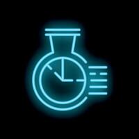 Neon blue stopwatch icon showing time passing quickly vector