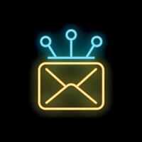 Neon icon of envelope with crown representing vip newsletter subscription vector