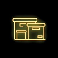 Neon icon of warehouse building displaying goods ready for delivery vector