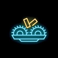 Neon icon of automated platform picking up hay bales vector
