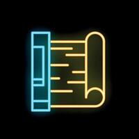 Neon sign representing leveling tool and wallpaper roll for home renovation projects vector