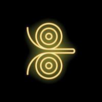 Neon sign showing two rolls of paper being rolled up vector