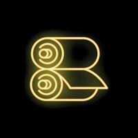 Neon icon of two rolls of paper or fabric representing textile industry vector
