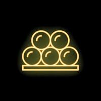 Neon icon of five watermelons resting on a shelf vector