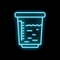 Neon blue beaker icon depicting liquid measurement for science experiment vector
