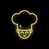 Neon icon of a happy chef wearing a toque vector