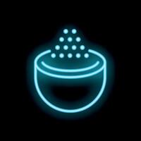 Neon sign of half a coconut with sprinkles falling into it on black background vector