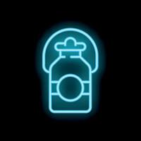 Neon blue milk can icon glowing on dark background vector