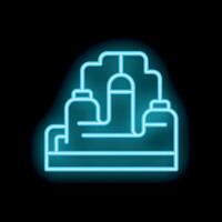 Glowing neon icon of industrial factory processing on black background vector