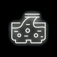White neon sign showing tsunami wave flooding city on black background vector