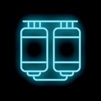 Glowing neon icon of oxygen tanks for diving on black background vector