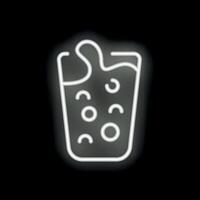 White neon sign showing a glass of a refreshing drink with ice cubes in the dark vector