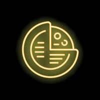 Round diagram glowing with yellow neon light vector