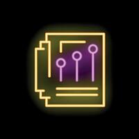 Neon icon of document with settings sliders representing customizable options vector