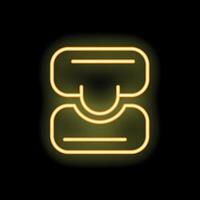 Neon yellow open lunchbox icon glowing on black background vector