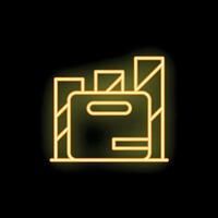 Neon sign of a briefcase with growing chart bars in the background vector