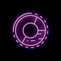 Round pie chart glowing in vivid pink neon light vector