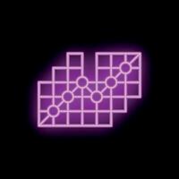 Neon pink line graph showing growth on grid background vector