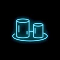 Neon sign of two glasses on a tray symbolizing bar or restaurant vector