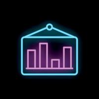Neon sign showing a growing bar chart on blackboard vector