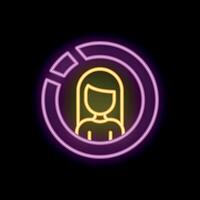 Neon sign showing woman user profile picture inside circle frame vector