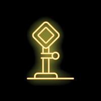 Minimalistic glowing yellow neon outline of a give way traffic sign vector