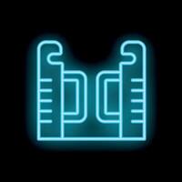 Glowing neon line turnstile icon isolated on black background, providing access control and security vector