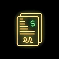Neon sign representing contract signing on black background vector